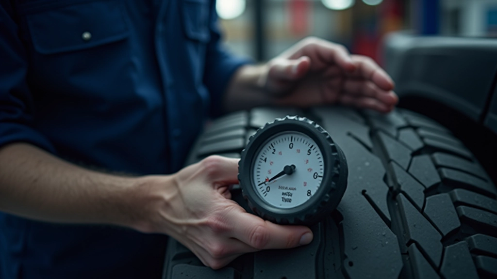 Tire tread depth inspection and battery terminal examination during vehicle checkup service
